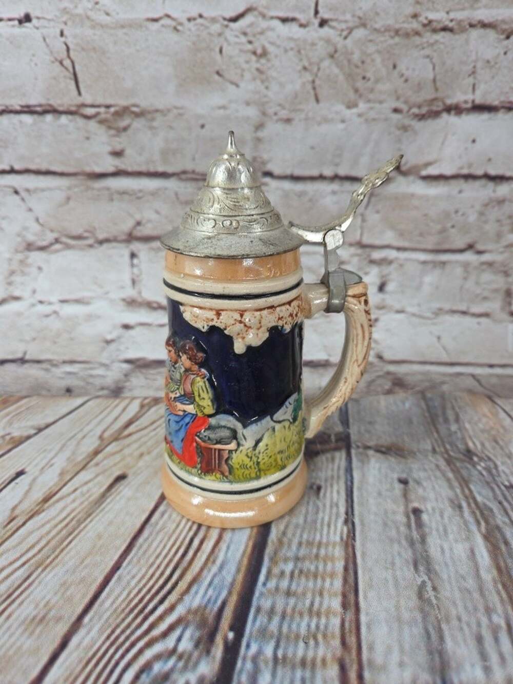 1950s Small Made in West Germany Beer Stein Pewter Lid DBGM 1819 - Marzi & Remy